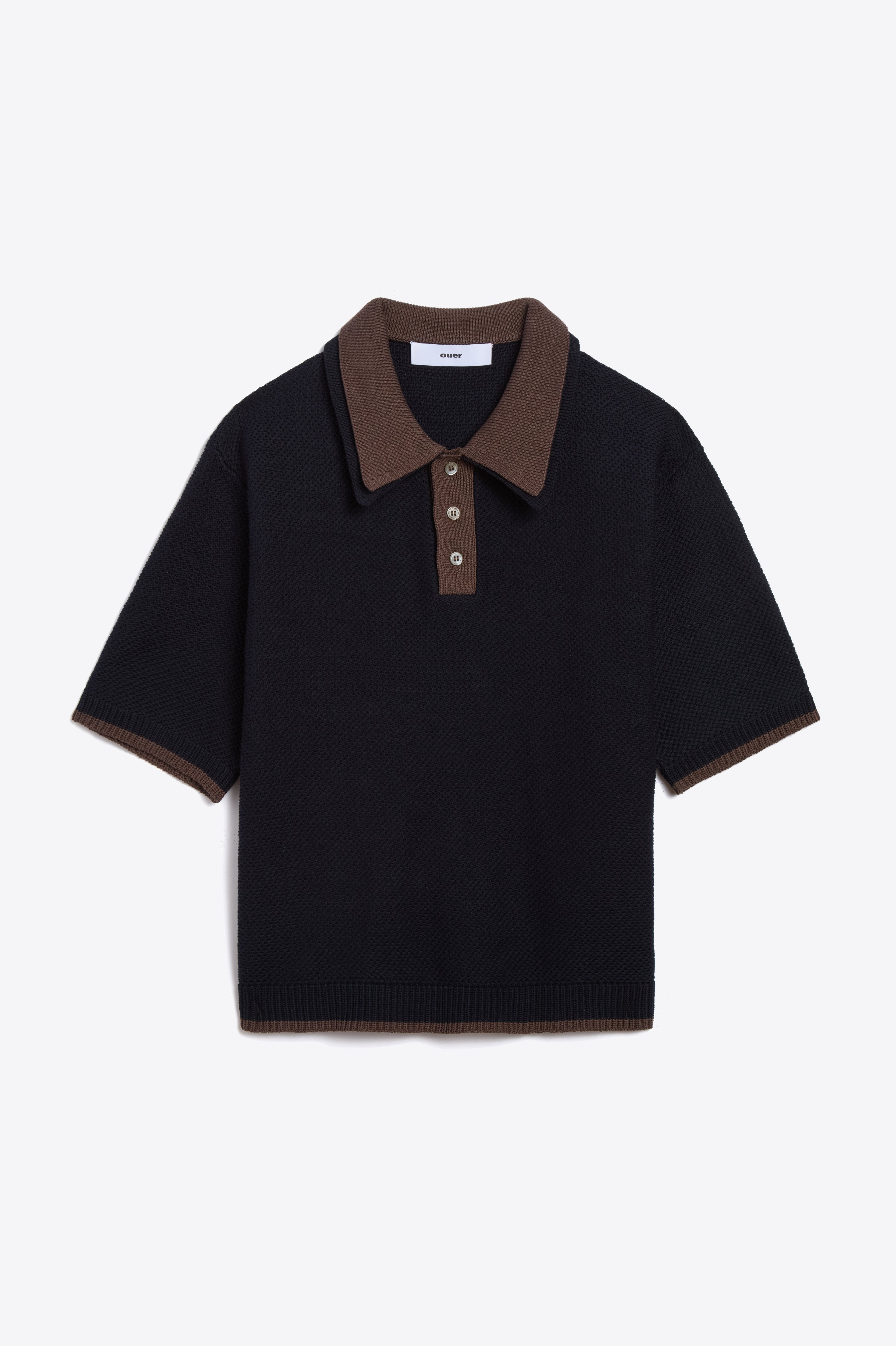 Double Collar Knit Polo in Nightcap