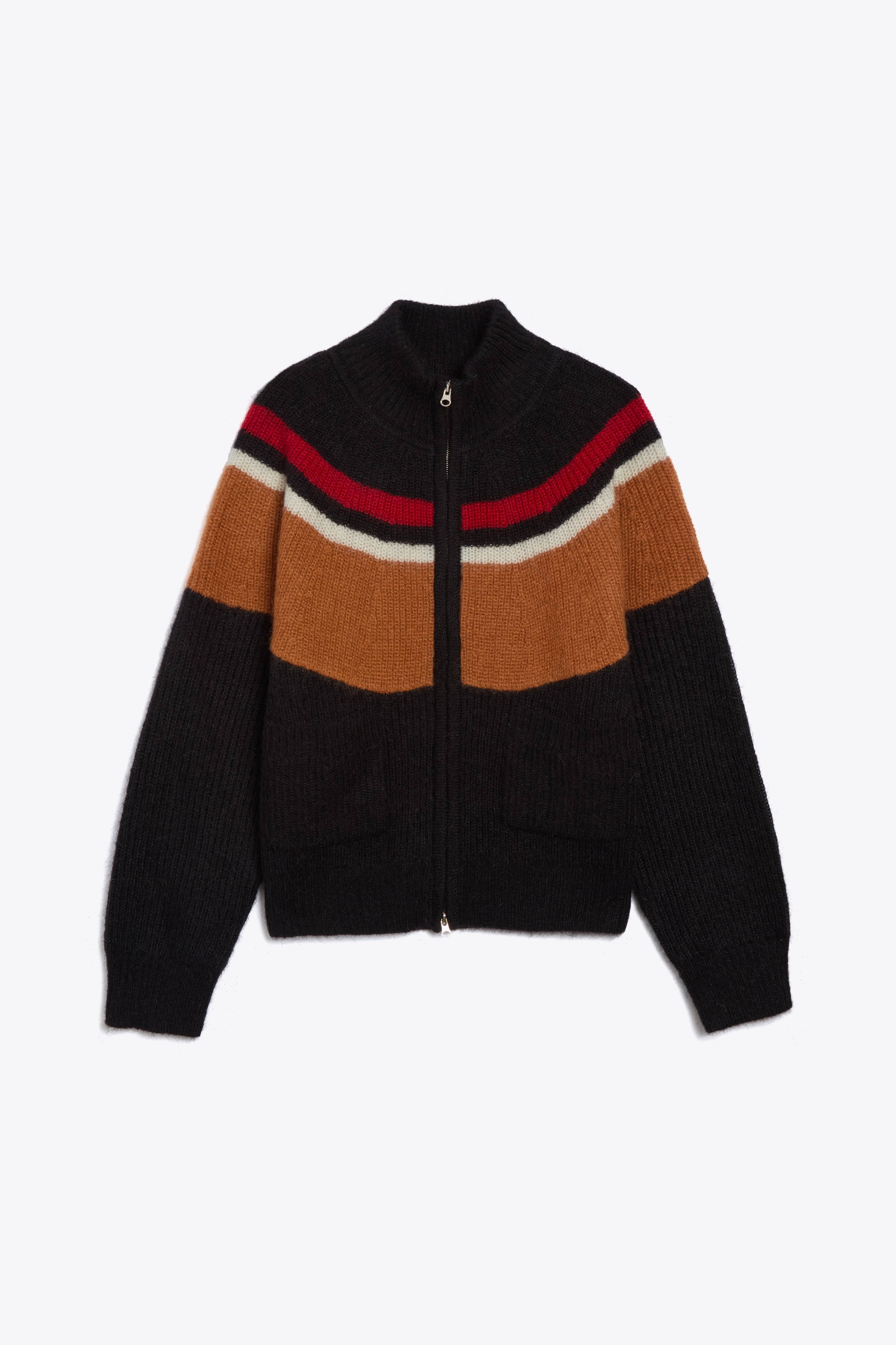 Knit Track Jacket in Black Multi