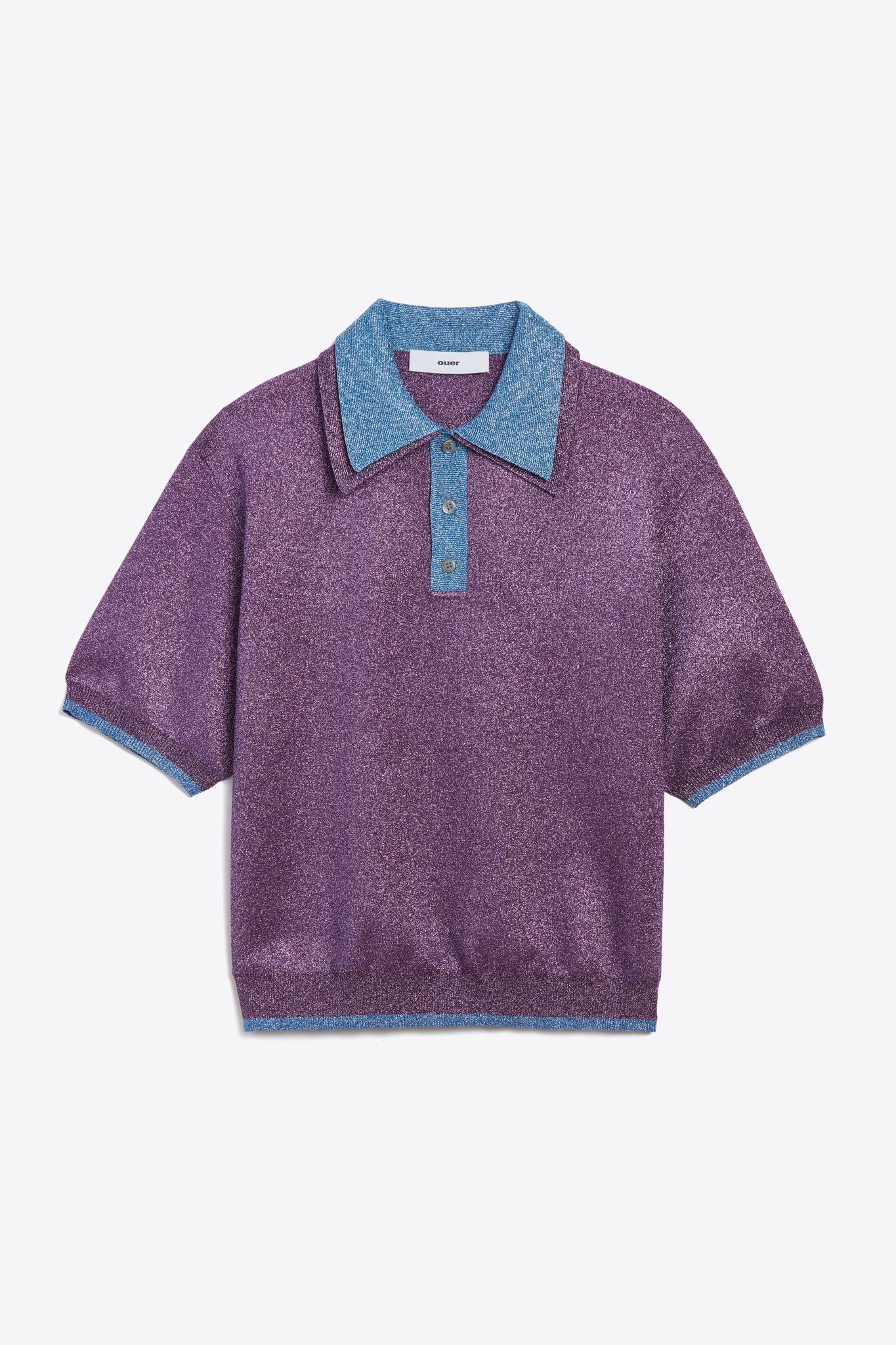 Double Collar Lurex Polo in Palace